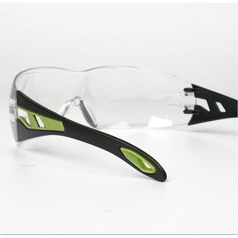 （14.5×11.2×4.5cm）Black/Green Safety Glasses - Clear Lens & Rubber Nose Bridge - Secure Fit - Anti-Scratch Goggles - Personal Protective Equipment - PPE Clear Goggles