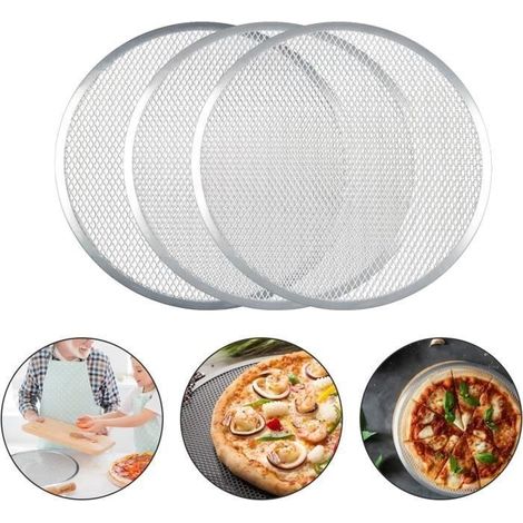 Lot de 3 grilles de cuisson rondes professionnelles pour four pizza et barbecue en anti-adhsive (30.5 cm) (1/4)