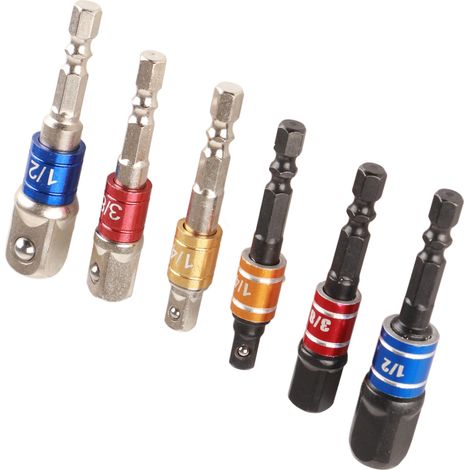 6 Adaptateurs de Douille Hexagonale pour Tournevis à Choc et Clés, Pièces de Rechange pour Outils Électriques (1/5)
