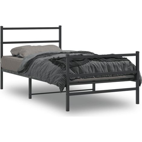 Bettgestell mit Kopf- und Fußteil Metall Schwarz 100x200 cm