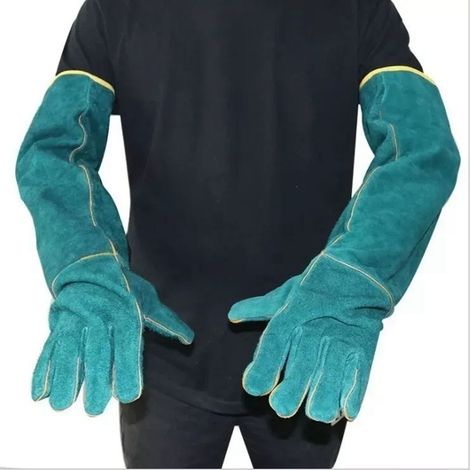 Gants pour animaux de compagnie anti-morsures et anti-griffures pour la manipulation d'outils de soudage électrique, taille unique 60 cm, vert foncé (1/5)