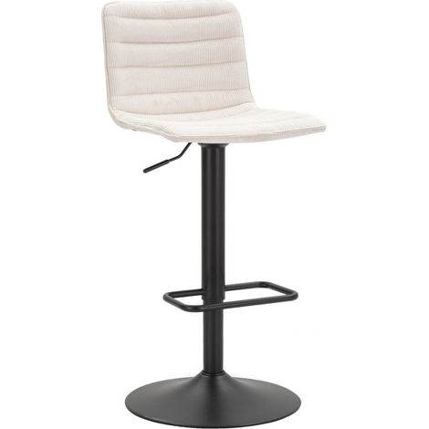 Set 2 sgabelli bar High bianchi con schienale alto, struttura nera regolabili in altezza