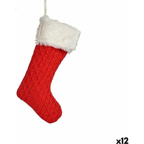 Weihnachtsschmuck Krist+ Rot Stoff Weihnachtsstrumpf 28 x 4 x 46 cm (12 Stück)