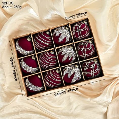 Boules de Noël en velours, incassables, festives, bordeaux (1/5)