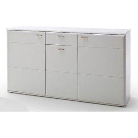 Buffet / Meuble de rangement en bois coloris blanc mat - L.165 x H.99 x P.44 cm -PEGANE-