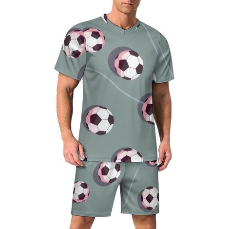 Football Jersey, Men's and Women's Quick-Drying T-Shirt, Men's Sportswear V-Neck + Shorts, Printed Football Jersey Set for the Field, Everyday (1/5)