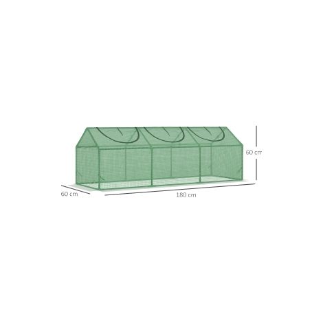 Serre de jardin verte en PE 180 x 60 x 60 cm avec fenêtre et protection pour tomates, pour jardin et balcon (1/5)