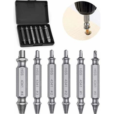 6-teiliges Set zum Ausdrehen beschädigter Schrauben, aus Schnellarbeitsstahl 4341, Härte 62–63 HRC, silberfarben (1/5)
