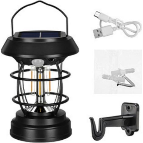 Lanterne de camping solaire avec détecteur mouvement, éclairage intérieur/extérieur, lampe (1/5)