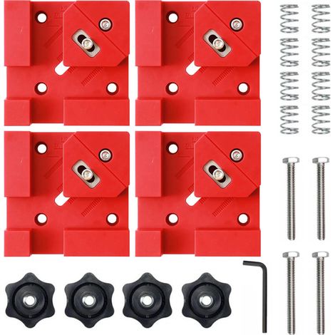 4er-Pack Multifunktions-90-Grad-Zwingen – Geeignet für Holzbearbeitung und Möbelmontage – Schrankbefestigung – Rot