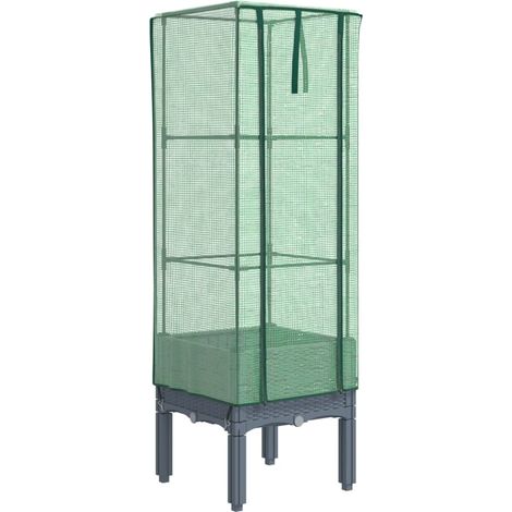 Aiuola rialzata/fioriera con copertura effetto rattan 40 x 40 x 140 cm blu/grigio 020038779