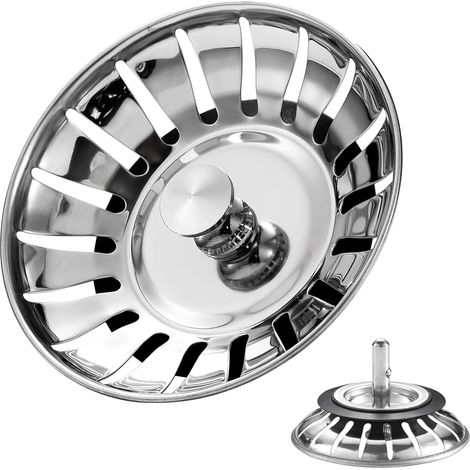 Bouchon d'évier de Cuisine amélioré en Acier Inoxydable - Tamis de Rechange - Bouchon d'évier en Acier Inoxydable pour Aliment/Attrape-Cheveux - Diamètre du Trou de lavabo 80 mm (1/5)