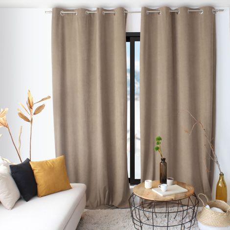 Rideau velours câlin 100% Polyester - 140x260cm - Naturel