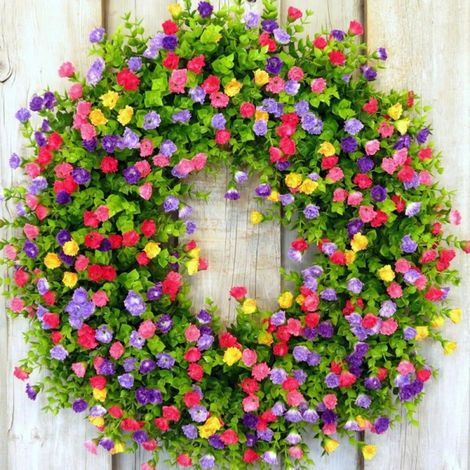 Couronne Artificielle De Marguerites - 40 Cm De Diamètre - Pour Porte D'Entrée Mur Fenêtre Ou Balcon - Décoration Printemps Été Pâques - 1 Pièce (1/5)