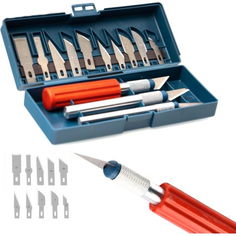 Set di Scalpelli Rosfix con 3 Manici e 13 Lame – Precisione e Versatilità Dimensioni Manico: 10,4/9,3/9 cm Ideale per Modellismo e Laboratori (1/5)