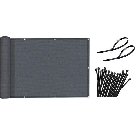 Brise-vue coupe-vent pour l'extérieur, toile d'ombrage imperméable avec attaches de câble anthracite, filet résistant aux intempéries et à la protection UV pour balcons et terrasses. (1/5)