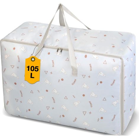Sac de Rangement, Lot de 1 Sac Rangement Vêtements Grand, 105L Imperméable Housse Boîte Déménagement Pliable avec Fermeture éclair et Poignée Solides pour Organisation Sous Lit ou Voyage (1/5)