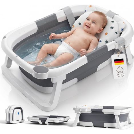 DEANIC Baby Badewanne, Babybadewanne Neugeborene von 0-6-12 Monaten Geeignet, Portable Baby Bathtub Nimmt Keinen Platz Weg, Baby Wanne (Grau) (1/5)