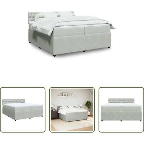 vidaXL Samt - Boxspringbett mit Matratze Hellgrau 200x200 cm Samt (1/5)