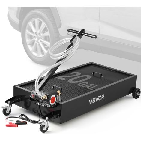 VEVOR Bac de Vidange deHuile 75,7 L Bac de Recuperation deHuile Usagee sur Roulettes Compatible avec Voitures, VUS, Camions, Motos, VTT, avec Pompe Electrique et Tuyau 2,2 m, Resistant a la Corrosion (1/5)