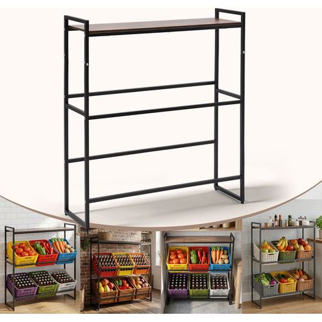 Getränkekistenregal mit 3 Ebenen – Für 6 Getränkekisten – Belastbar bis 50 kg pro Ebene – 104 × 32 × 116 cm – Schwarz – Home Nature Wohnkonzept (1/5)