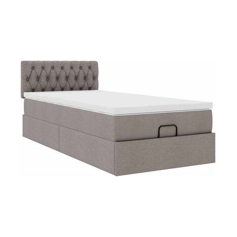 Cadre de lit ottoman, matelas taupe, 80 × 200 cm, tissu, tissu doux et respirant, idéal chambre à coucher, style moderne, montage simple (1/5)