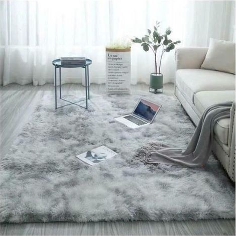 Tapis de Salon Shaggy 160 x 230cm en Peluche Gris (1/4)