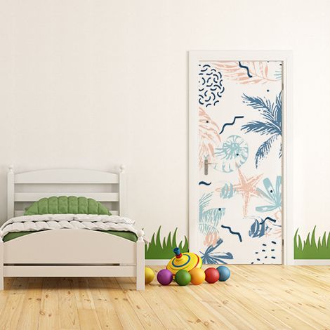 Sticker Porte Décoration Intérieure, Fonds Marins Exotiques, 204 cm X 83 cm (1/4)