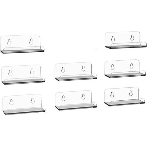 Présentoir mural pour disques vinyles - 10 x 3,5 x 3 cm - Transparent - Support pour disques LP - Matériau acrylique - Ensemble de 8 pièces (1/5)