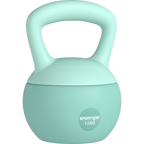 SPORTNOW pesa rusa 12 kg, kettlebell relleno de arena metálica y mango antideslizante, para entrenamiento en casa, gimnasio, verde