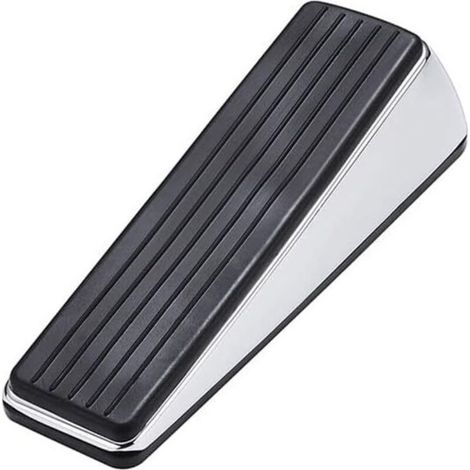Robusti cunei per porte, adatti a tutte le superfici di porte, pavimenti e pareti, con finitura cromata lucida. (1/4)