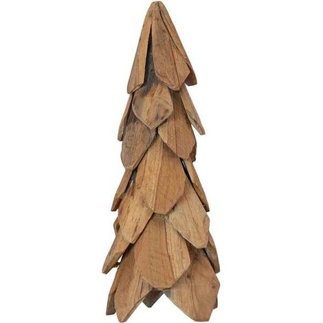 Sapin de Noël avec socle, marron, 51 cm, teck massif. (1/5)