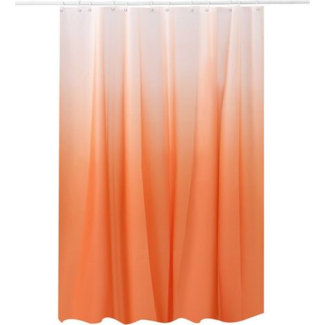 ZOLGINAH Cortina de ducha de poliéster impermeable a prueba de moho, cortina de ducha 180 × 180 cm con 12 anillos de cortina para baño 4 patrones a juego (naranja) (1/5)