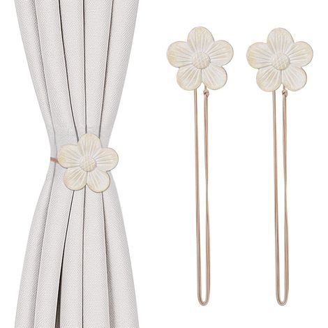 2 attaches rideaux magnétiques fleur, 5 couleurs, aimant puissant, corde ajustable, pour salon, chambre, salle de bain. (1/5)