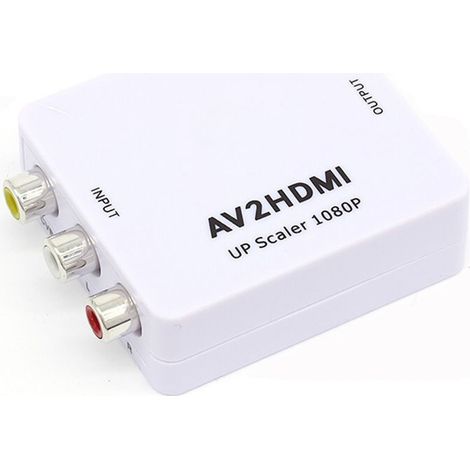 Adaptador convertidor de audio y vídeo FOREHILL RCA CVBS AV a HDMI para conectar cámaras, DVD, VHS, grabadoras de vídeo, PSP, Xbox y PS2 a un nuevo monitor o proyector. (1/4)