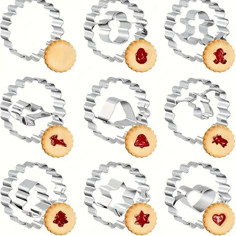 9-teiliges Ausstechformen-Set aus Edelstahl in Form von Weihnachtsblumen, geeignet für die Herstellung von Kuchen, Keksen usw., Küchenutensilien, DIY-Backwerkzeuge.