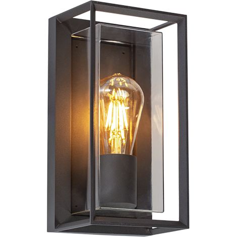 Applique Murale Extérieure pour Ampoule LED E27 IP54 Graphite et Verre Fumé ZAMBELIS E434