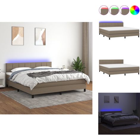 Betten & Bettgestelle - Living Boxspringbett mit Matratze & LED Taupe 160x200 cm Stoff (1/5)