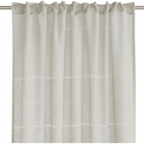 Gardine mit Kräuselgalon Voilage Leinenoptik Beige 140x280cm FUJORA (1/4)
