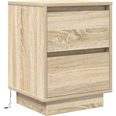 Bedside Cabinet with LED Lights Sonoma Oak 38x34x50 cm vidaXL (1/4)