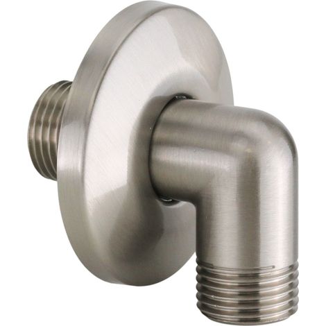 Toma de agua de pared completa con placa de acero cepillado, conexión de 1/2" x 1/2" De borri D-G108  acero inoxidable cepillado (1/2)