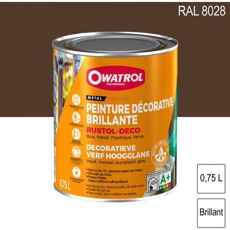 Owatrol-RUSTOL DECO BRILLANT-Peinture antirouille décorative-Terre Brune (RAL 8028) 0.75 litre (1/5)