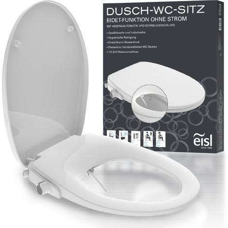 EISL Dusch WC-Sitz Aufsatz Toilettensitz mit Bidet Einsatz Po Dusche Absenkautomatik Kein Stromanschluss Anschlussset EDDW01 (1/5)