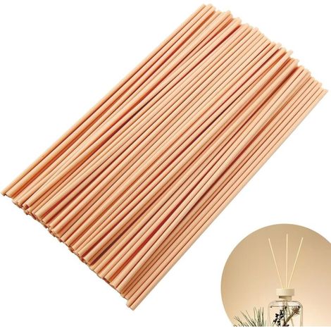 Set di 100 bastoncini diffusori in legno e rattan per aromaterapia, ideali per diffusori di fragranze, spa e meditazione - Lunghezza 20 cm (1/5)