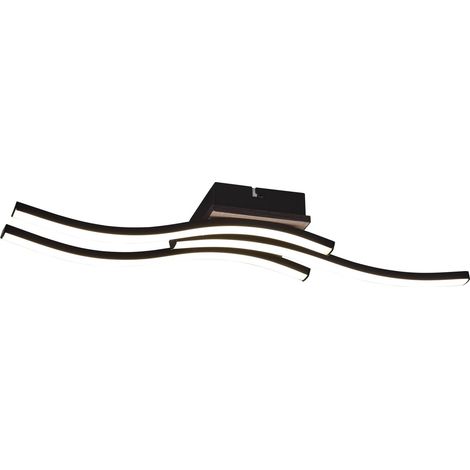 ROUTE PLAFONIERA LED  15W 1000lm, 3000K 3 BACCHETTE ONDULATE ANTRACITE CON EFFETTO LEGNO L. 56CM (1/3)