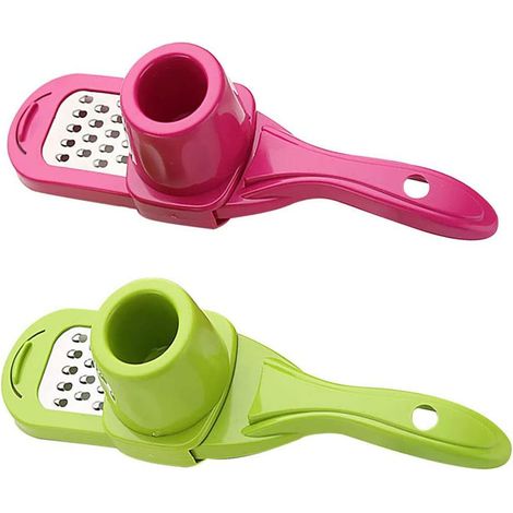 Presse Ail Presse-ail en Hachoir et Trancheuse Crusher pour Restaurant Maison Cuisine 2 Pcs Acier Inoxydable Vert Rouge (1/5)