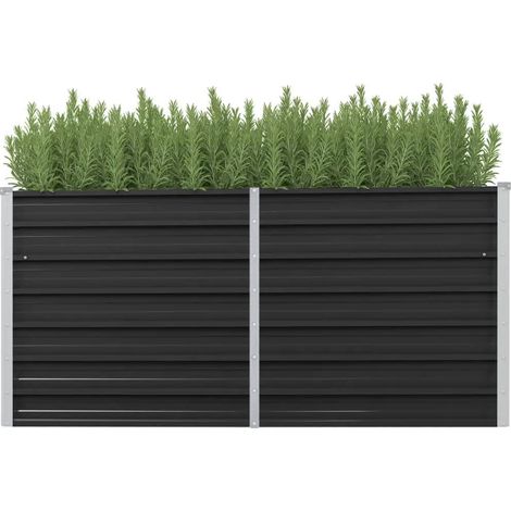 Garten-Hochbeet,Blumenkasten,Pflanzkasten Balkon, Terrasse, Garten Anthrazit 160 x 40 x 77 cm Verzinkter Stahl VMEC747327 (1/5)