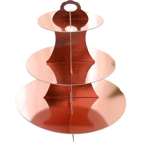 Un présentoir à desserts rond à trois niveaux, de couleur unie, convient aux fêtes, mariages et autres événements. (1/5)