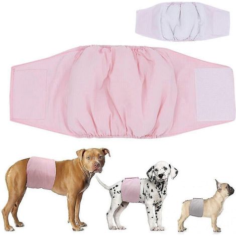 Bande abdominale pour chien mâle pour incontinence, culotte hygiénique réutilisable et lavable en coton pour animaux de compagnie (rose)