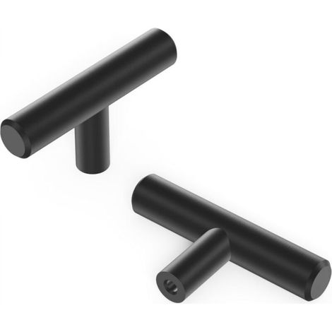 [NON UTILIZZATO] Set di 2 maniglie a T da collezione, 6,0 x 1,2 cm, finitura nero opaco.